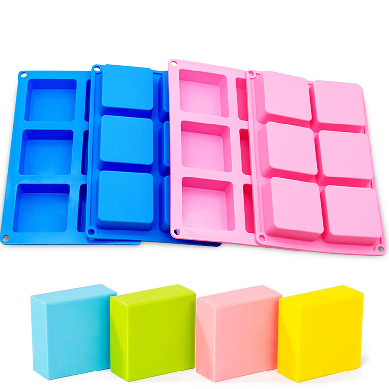 Soap Making Dish - Square Soap Molds 6-Cavity Non-Stick Silicone