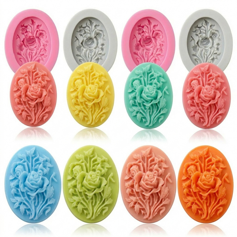 Soap Making Supplies - 4 Silicone mold with flower shape，Easy-to-demold
