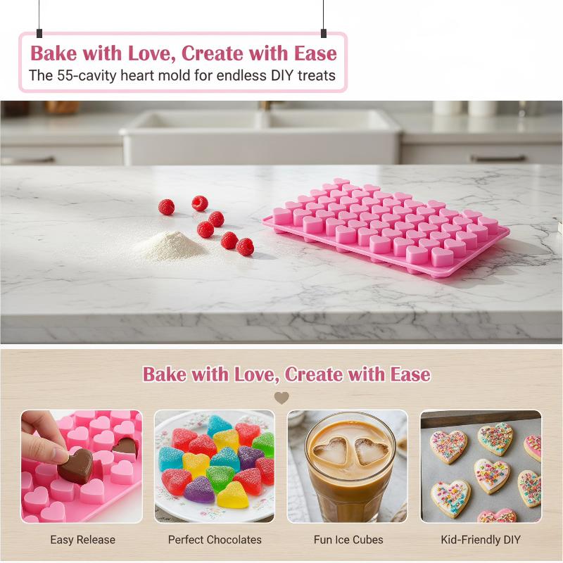 55 Grids Heart Silicone Cake M - Soap Making Supplies 评论和价格
