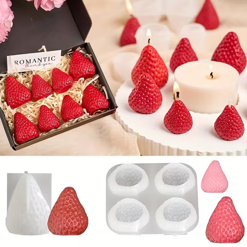 Strawberry Silicone Candle Mol - Soap Making Supplies 评论和价格